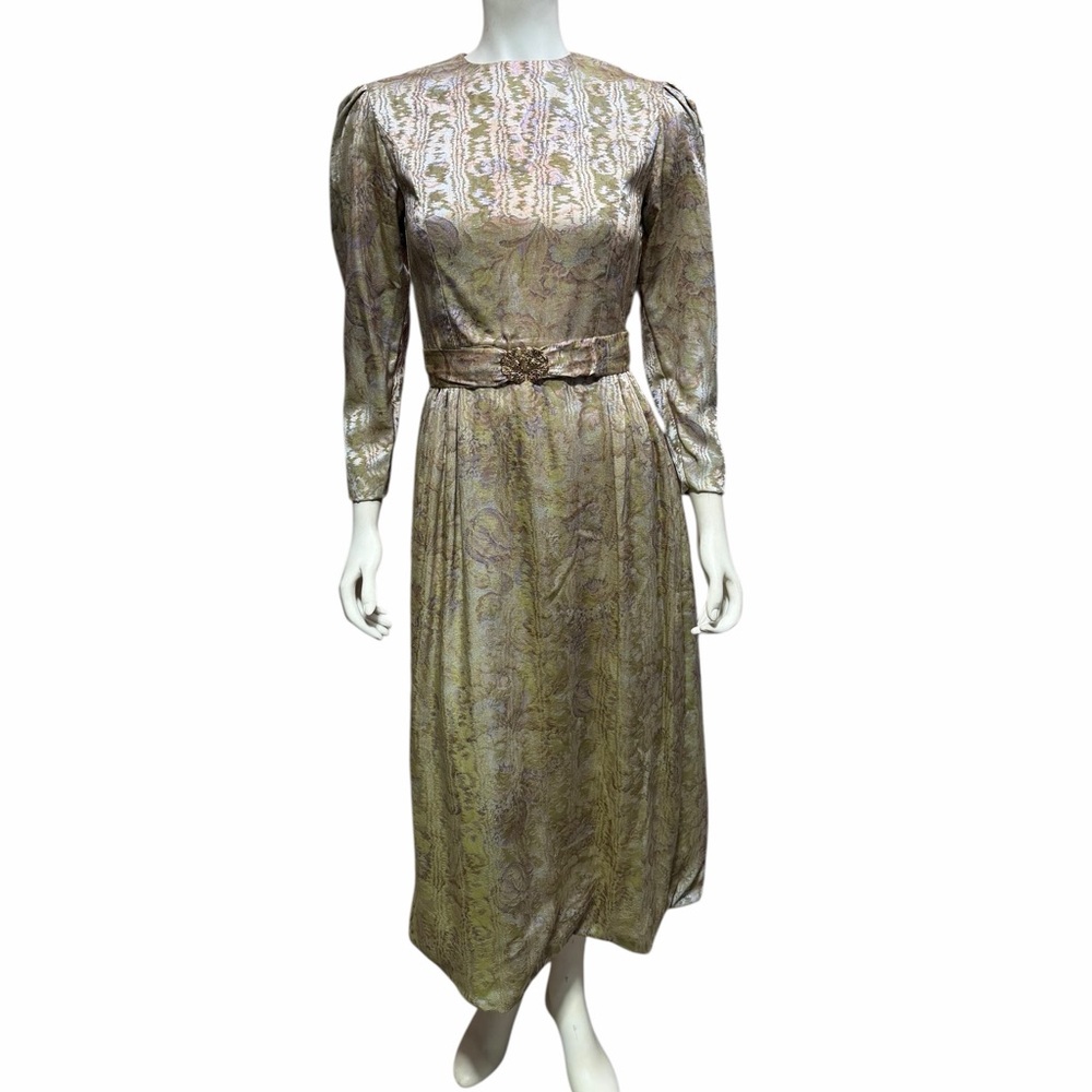 1940’s Vintage Unique 2 Piece Dress Set Matching Belt & Cropped Jacket WWII Era